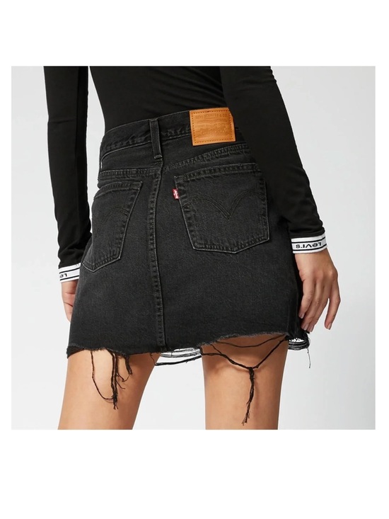 Levi's Dresses & Skirts - Levi's Black Distressed Raw-Hem Denim Mini Skirt SZ 26